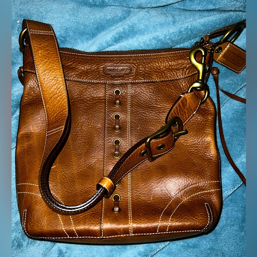 Genuine Leather Coach Shoulder Bag